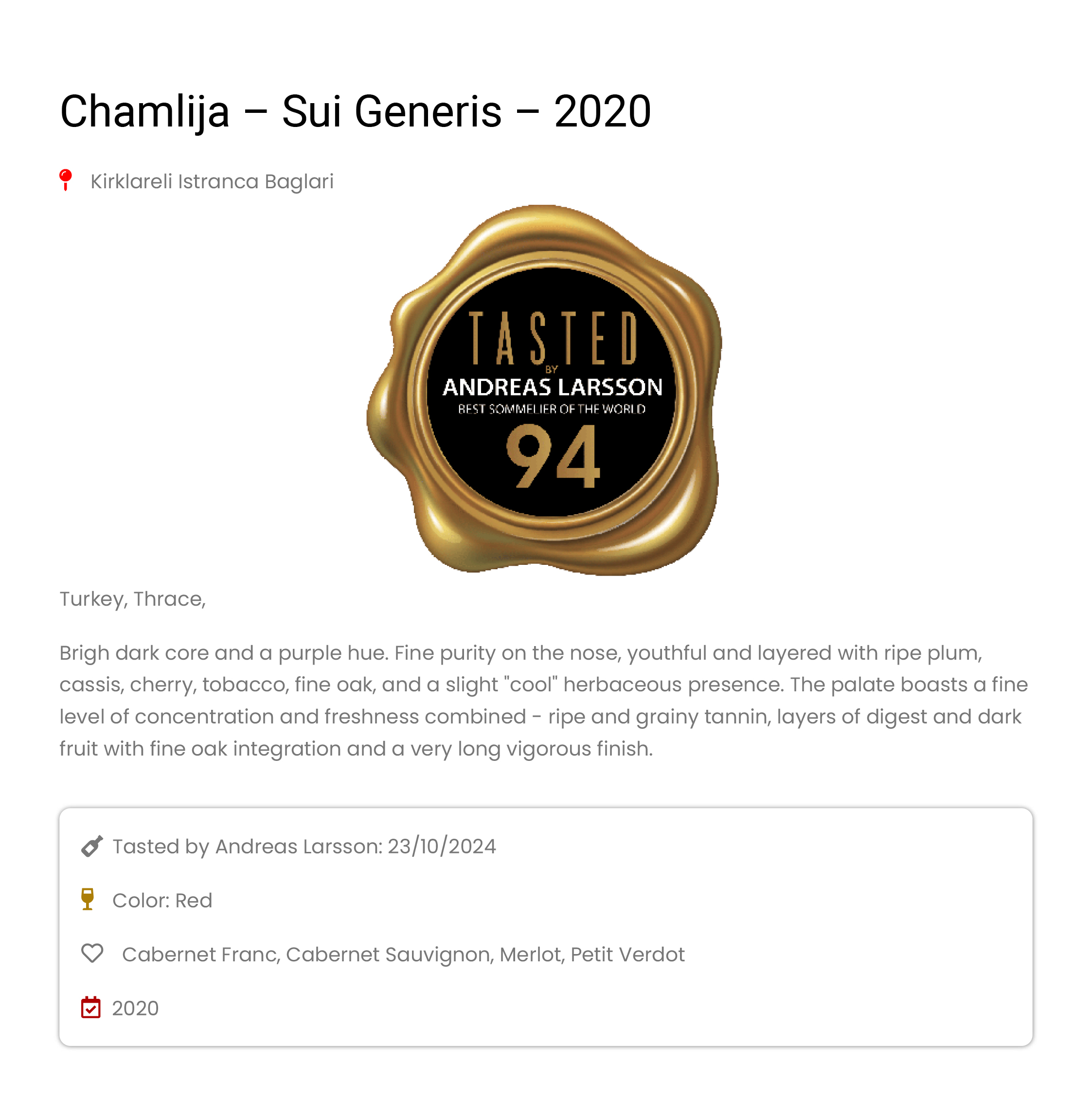 Chamlija Sui Generis 2020