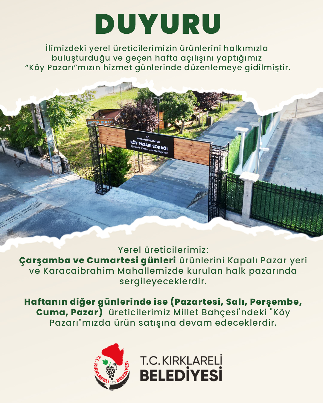 Köy Pazarı Duyuru Gönderi
