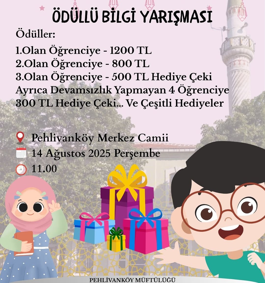 📚 Yaz Kur’an Kursu Ödüllü Bilgi Yarışması 🎯Yaz Kur’an Kursu Öğrencilerimiz Arasında Düzenleyec