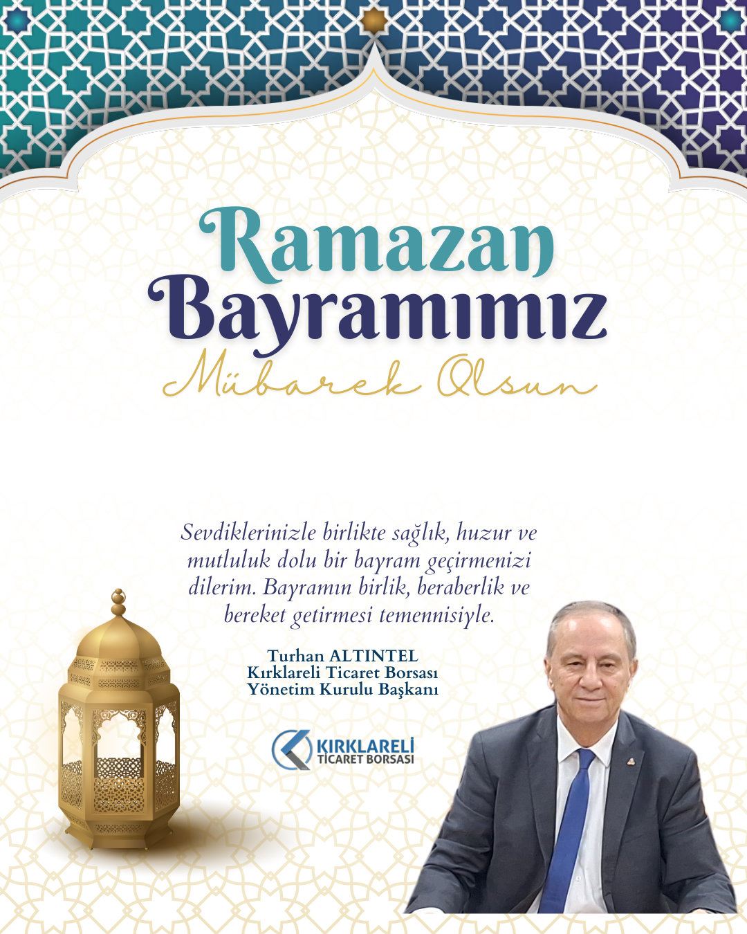 Lacivert Ve Altın Zarif Desenli Ramazan Bayramı Kutlama Instagram Gönderisi