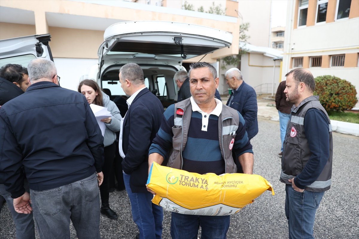 Kırklareli'nde Çiftçilere Yerli Hibrit Ayçiçeği Tohumu Dağıtıldı