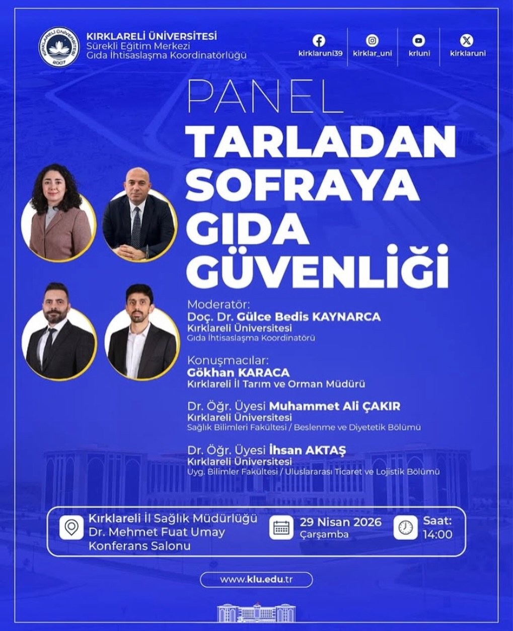 “Tarladan Sofraya Gida Güvenli̇ği̇” Paneli̇ Düzenlenecekti̇rüniversitemiz Sürekli Eğitim Merkezi Ile