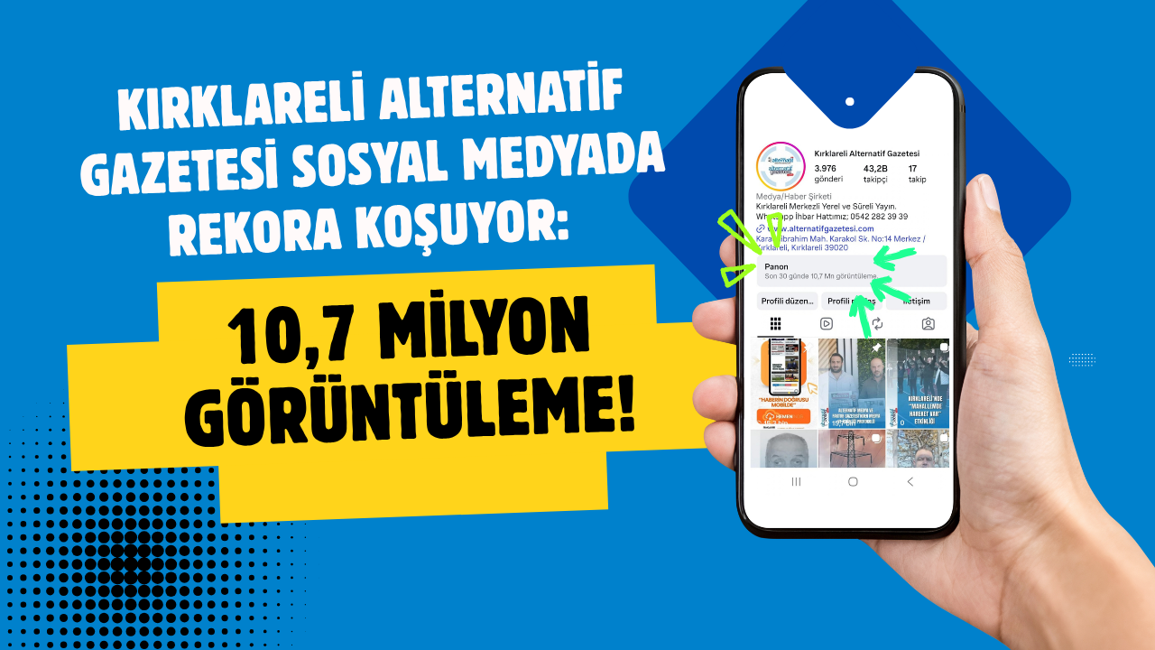 Kırklareli Alternatif Gazetesi Sosyal Medyada Rekora Koşuyor: 10,7 Milyon Görüntüleme!