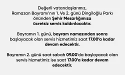 Şehir Mezarlığına Ücretsiz Servis