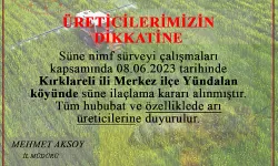 Yündalan’a Süne İlaçlaması Yapılacak