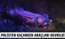 Polisten Kaçarken Araçları Devrildi