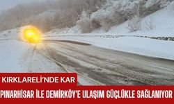 KIRKLARELİ'NDE KAR; Pınarhisar ve Demirköy'e Ulaşım Güçlükle Sağlanıyor