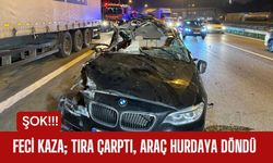 Tıra Çarpan Araç Hurdaya Döndü!