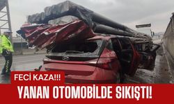 FECİ KAZA; Yanan Otomobilde Sıkıştı