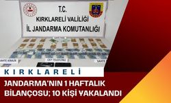 KIRKLARELİ; Jandarma’nın 1 Haftalık Bilançosu, 10 Kişi Yakalandı