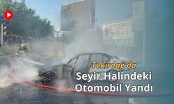 Tekirdağ'da Seyir Halindeki Otomobil Yandı