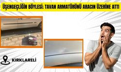 Üşengeçliğin Böylesi; Tavan Armatürünü Aracın Üzerine Attı