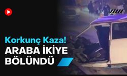 Korkunç Kaza! Araba İkiye Bölündü