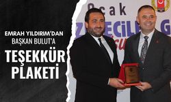 Emrah Yıldırım’dan Başkan Bulut’a Teşekkür Plaketi