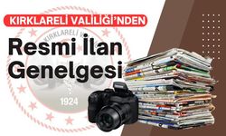 Kırklareli Valiliği’nden Resmi İlan Genelgesi