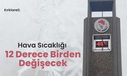 Kırklareli; Hava Sıcaklığı 12 Derece Birden Değişecek