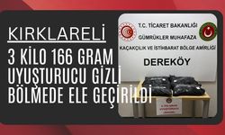 Kırklareli; 3 Kilo 166 Gram Uyuşturucu Gizli Bölmede Ele Geçirildi