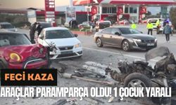 Feci Kaza; Araçlar Paramparça Oldu! 1 Çocuk Yaralı