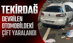 Tekirdağ'da Devrilen Otomobildeki Çift Yaralandı