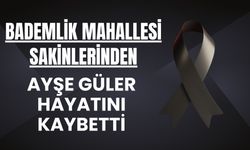 Bademlik Mahallesi sakinlerinden Ayşe Güler Vefat Etti