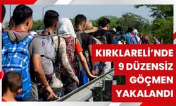 Kırklareli'nde 9 Düzensiz Göçmen Yakalandı