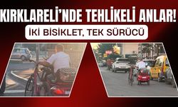 Kırklareli’nde Tehlikeli Anlar! 2 Bisiklet Tek Sürücü