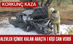 KORKUNÇ KAZA; Alevler İçinde Kalan Araçta 1 Kişi Can Verdi