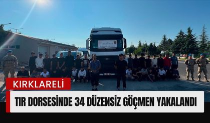 Kırklareli'nde Tır Dorsesinde 34 Düzensiz Göçmen Yakalandı
