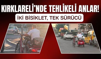 Kırklareli’nde Tehlikeli Anlar! 2 Bisiklet Tek Sürücü