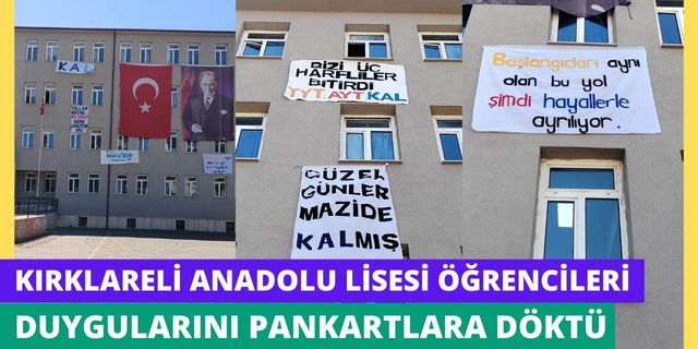 Kırklareli Anadolu Lisesi Öğrencileri Duygularını Pankartlara Döktü