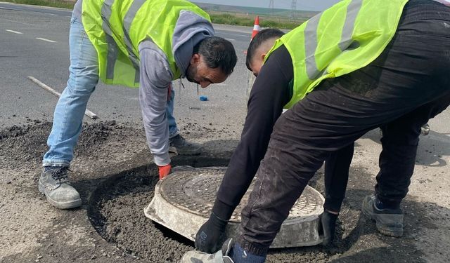 LÜLEBURGAZ; Rögar Kapakları Yol Seviyesine Getiriliyor