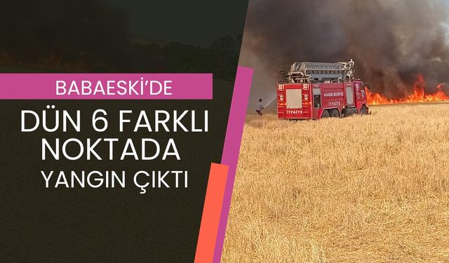 Babaeski’de Dün 6 Farklı Noktada Yangın Çıktı