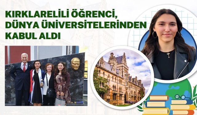 Kırklarelili Öğrenci, Dünya Üniversitelerinden Kabul Aldı