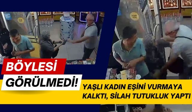 YAŞLI KADIN EŞİNİ VURMAYA KALKTI, SİLAH TUTUKLUK YAPTI