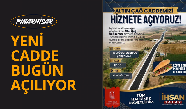 Pınarhisar’ın Yeni Caddesi Bugün Açılıyor