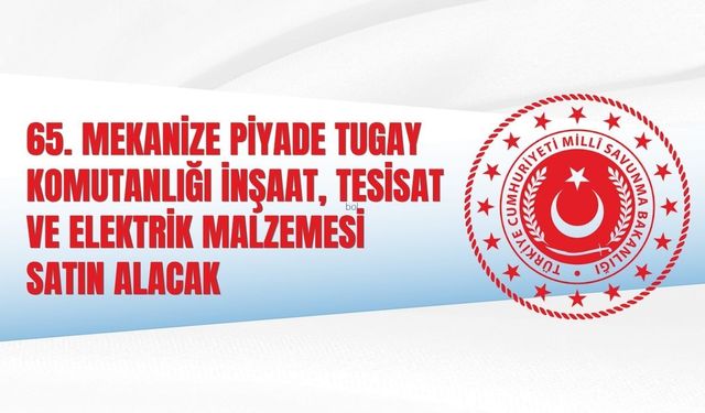 65. MEKANİZE PİYADE TUGAY KOMUTANLIĞI İNŞAAT, TESİSAT VE ELEKTRİK MALZEMESİ SATIN ALACAK