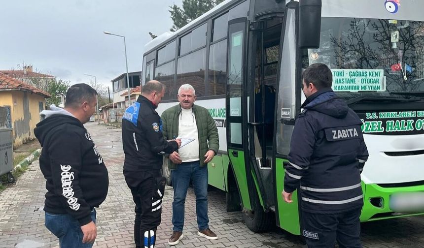 Kırklareli’nde Zabıtadan Ulaşım Denetimi