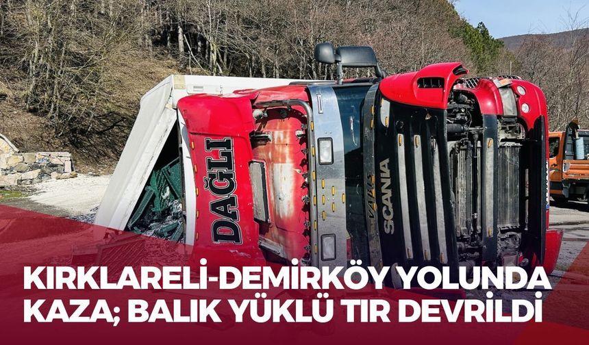 Kırklareli-Demirköy Yolunda Kaza; Balık Yüklü Tır Devrildi