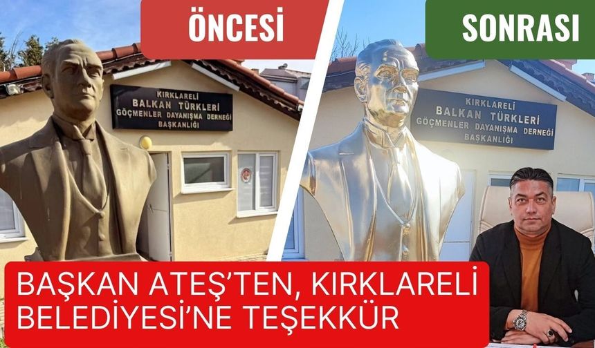 Başkan Ateş’ten, Kırklareli Belediyesi’ne Teşekkür