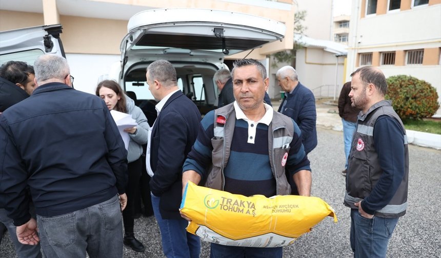 Kırklareli'nde Çiftçilere Yerli Hibrit Ayçiçeği Tohumu Dağıtıldı
