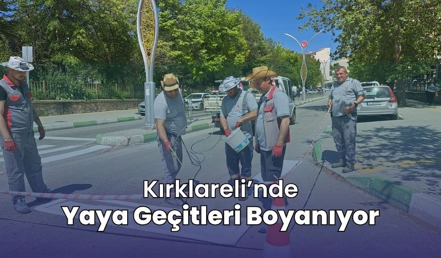 Kırklareli’nde Yaya Geçitleri Boyanıyor
