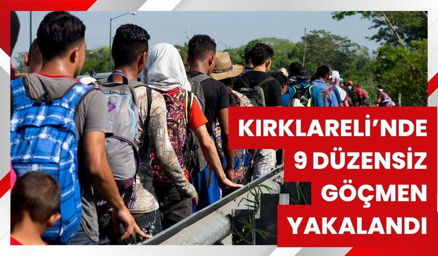 Kırklareli'nde 9 Düzensiz Göçmen Yakalandı