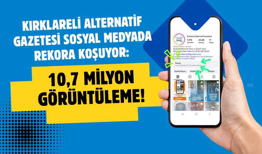 Kırklareli Alternatif Gazetesi Sosyal Medyada Rekora Koşuyor: 10,7 Milyon Görüntüleme!